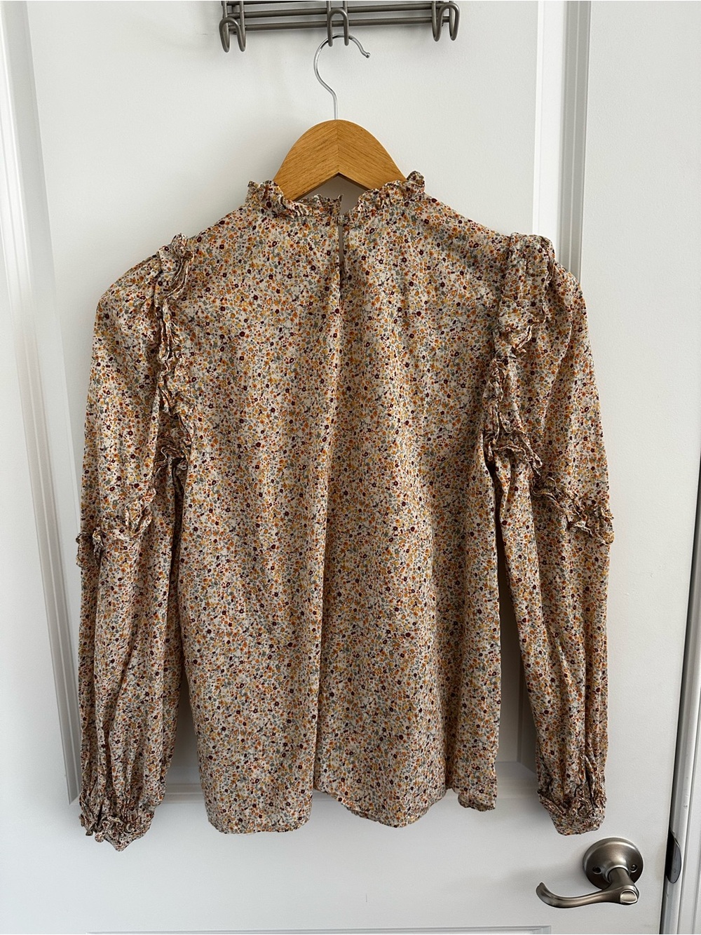 SEZANE Multicolored Floral Ruffle High-Neck Blouse - Picture 4 of 10